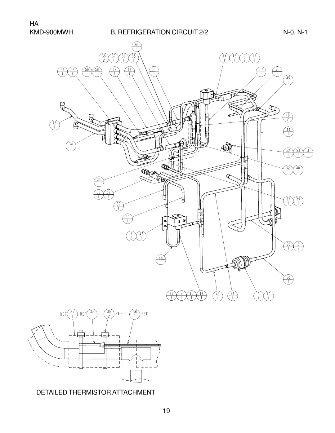 Hoshizaki KMD-900MAH, KMD-900MRH manual KMD-900MWH Refrigeration Circuit 2/2, Detailed Thermistor Attachment 