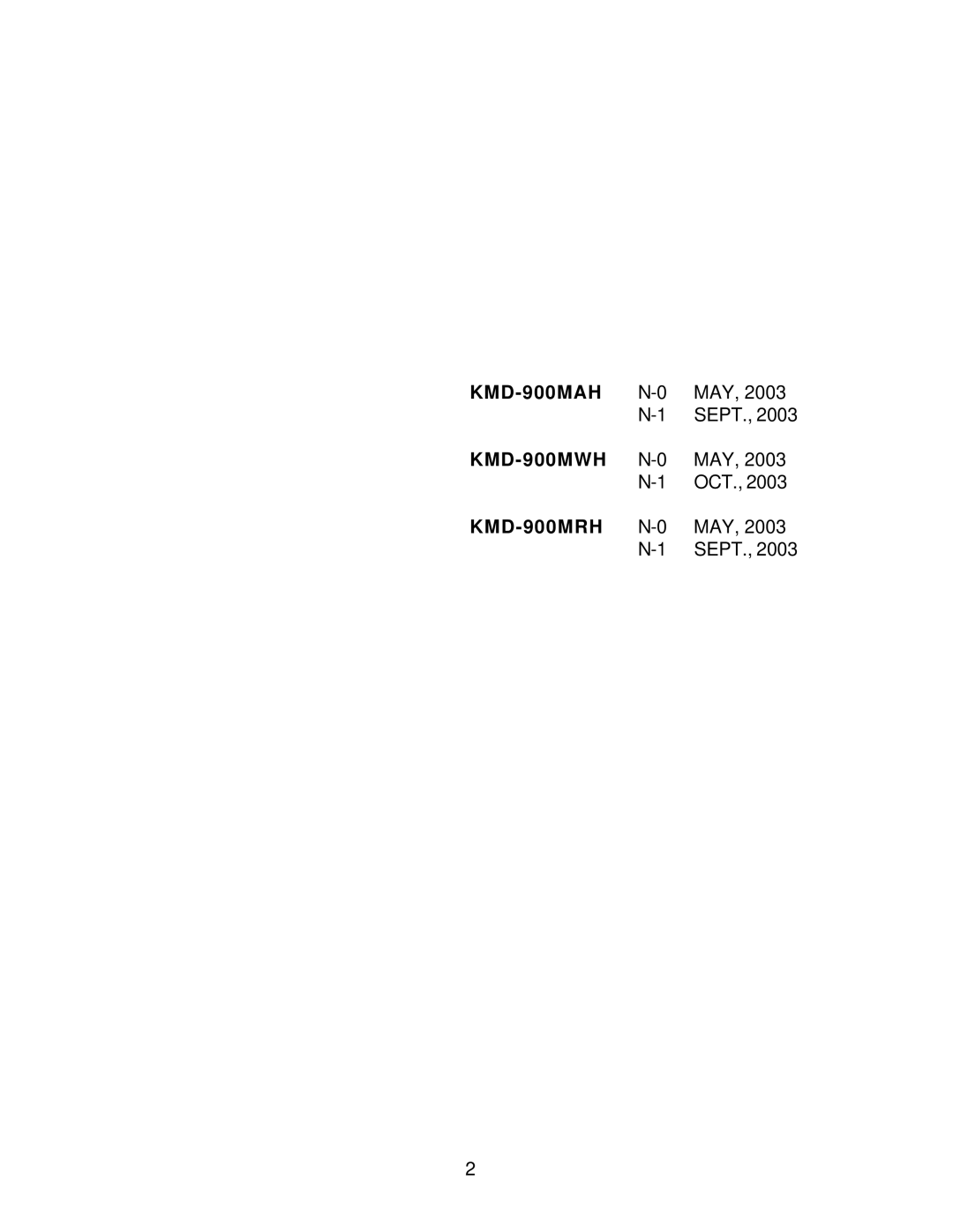 Hoshizaki KMD-900MRH, KMD-900MWH manual KMD-900MAH 