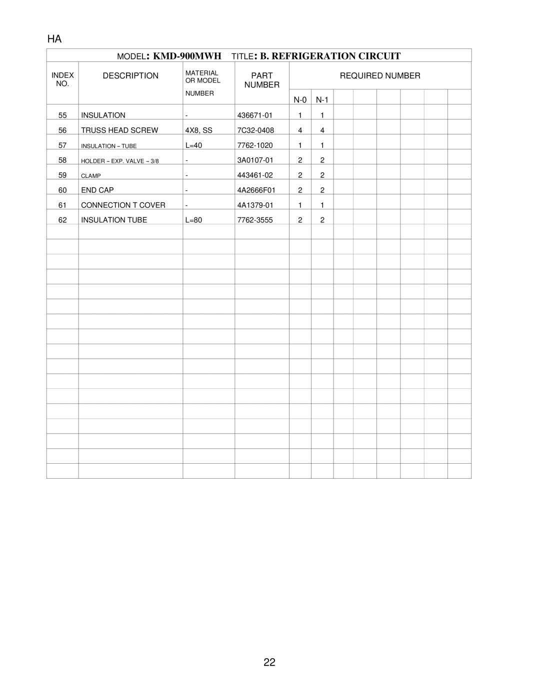 Hoshizaki KMD-900MAH, KMD-900MRH manual Model KMD-900MWH Title B. Refrigeration Circuit 