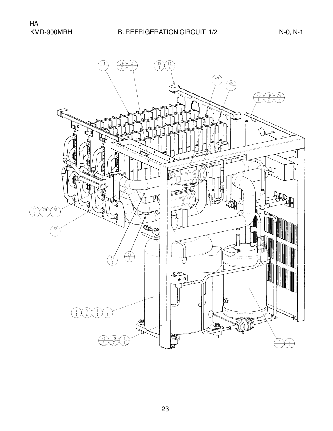 Hoshizaki KMD-900MAH, KMD-900MWH manual KMD-900MRH Refrigeration Circuit 1/2 