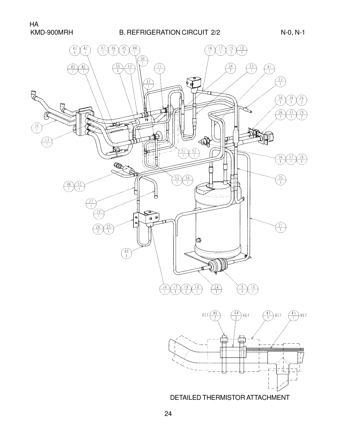 Hoshizaki KMD-900MAH, KMD-900MWH manual KMD-900MRH Refrigeration Circuit 2/2, Detailed Thermistor Attachment 