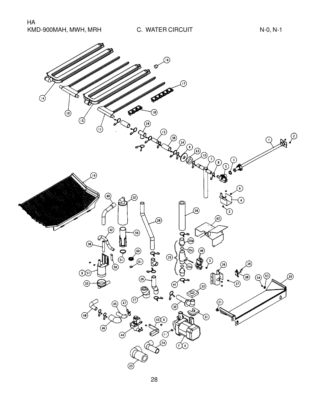 Hoshizaki KMD-900MWH, KMD-900MRH manual KMD-900MAH, MWH, MRH Water Circuit 