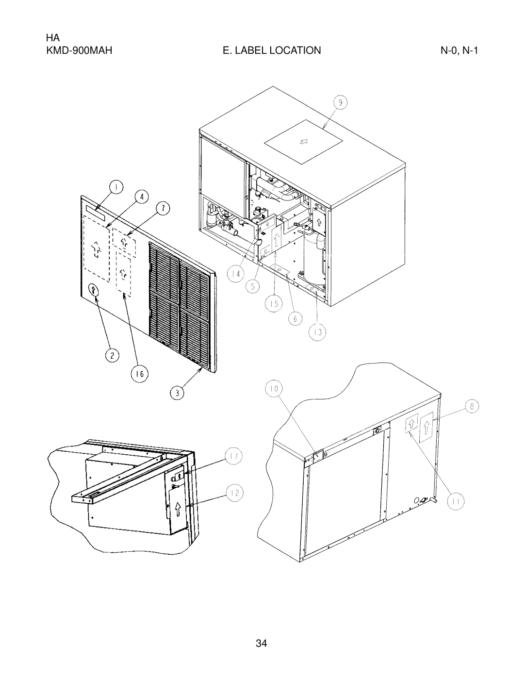 Hoshizaki KMD-900MWH, KMD-900MRH manual KMD-900MAH Label Location 