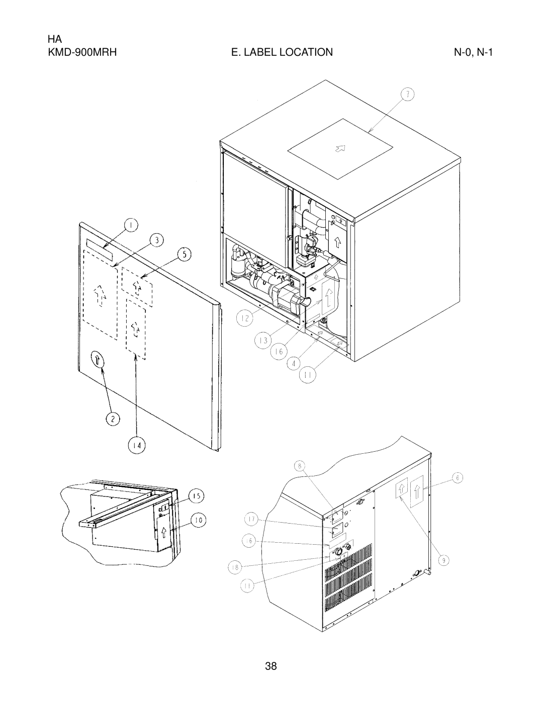 Hoshizaki KMD-900MAH, KMD-900MWH manual KMD-900MRH Label Location 