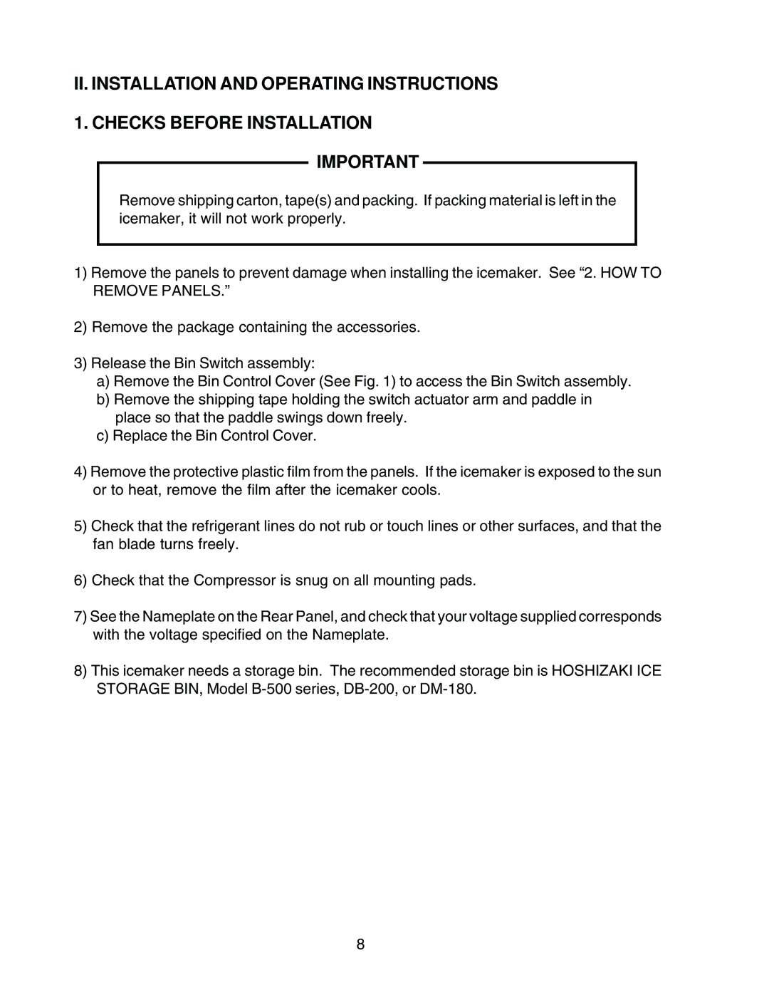 Hoshizaki KML-450MAH, KML-450MWH instruction manual 