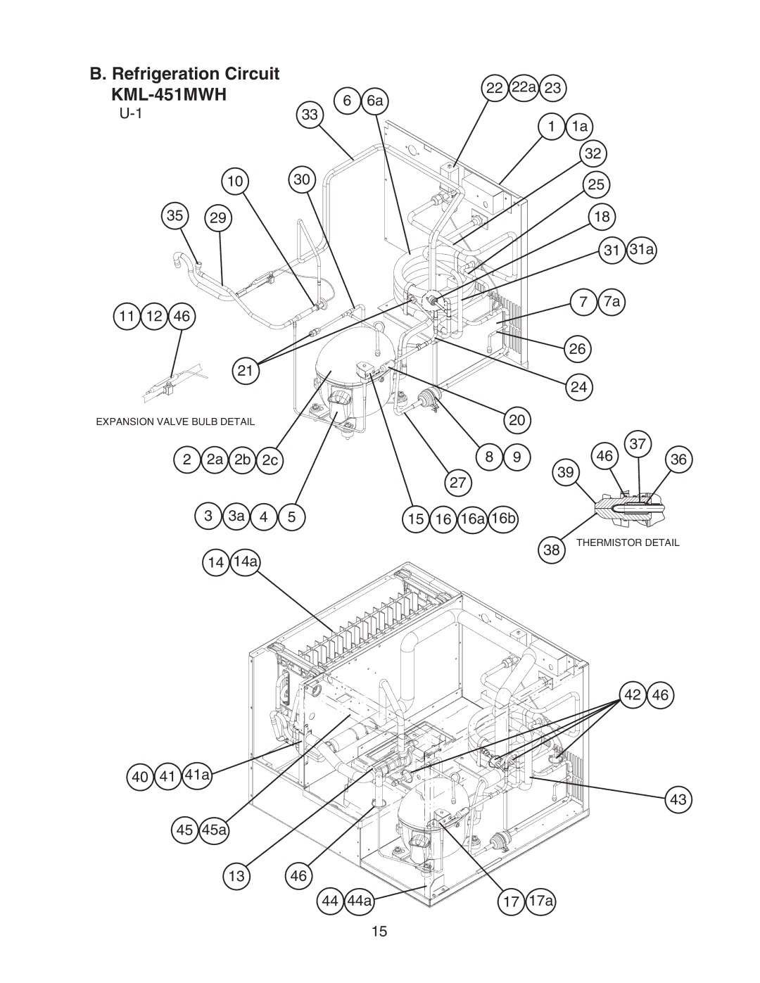 Hoshizaki KML-451MWH, KML-451MAH manual 133 11 12, 2a 2b 2c 3a 4 22a 31a 16a 16b 14 14a, 45 45a 44a 17a 