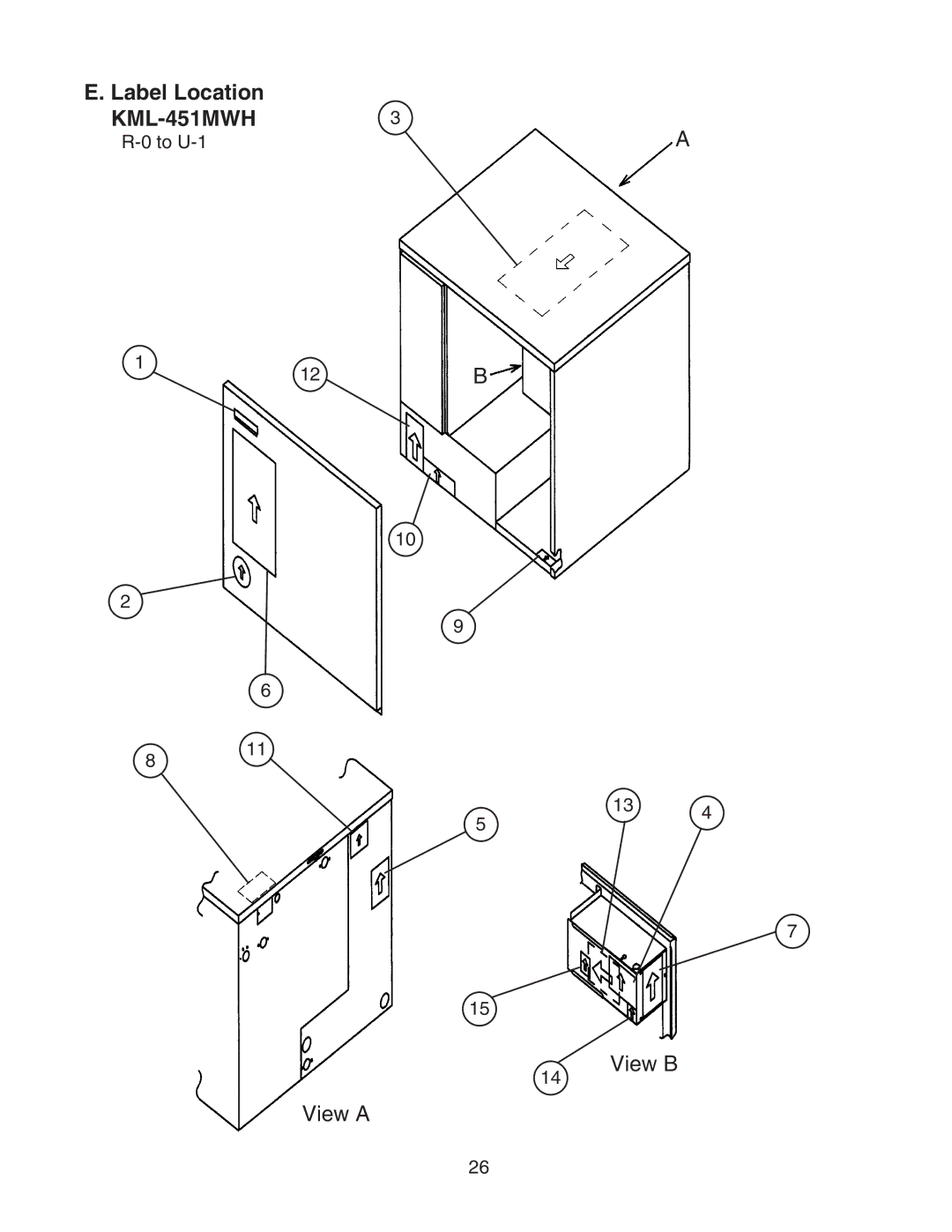 Hoshizaki KML-451MAH, KML-451MWH manual Label Location 