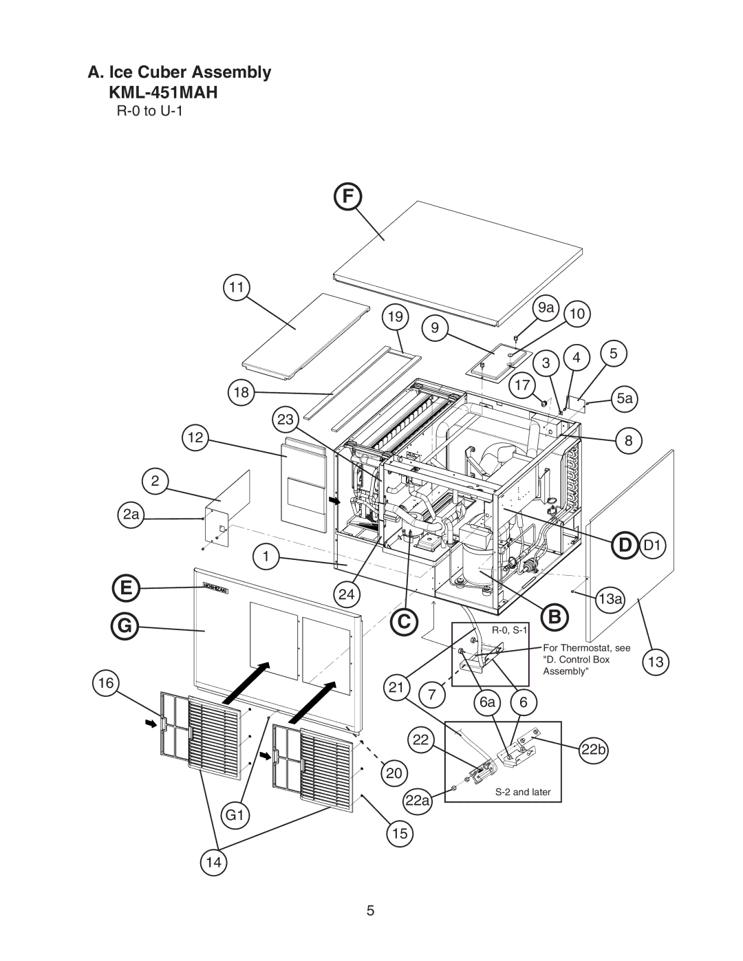 Hoshizaki KML-451MWH, KML-451MAH manual To U-1 13a, 22b 22a 