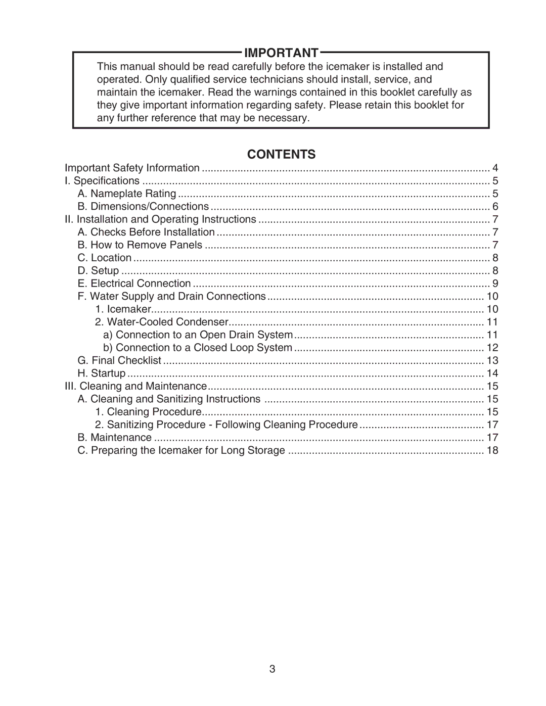 Hoshizaki KML-700MWH-M instruction manual Contents 