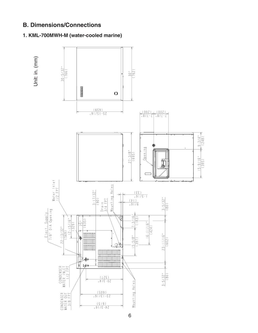 Hoshizaki KML-700MWH-M instruction manual Dimensions/Connections 