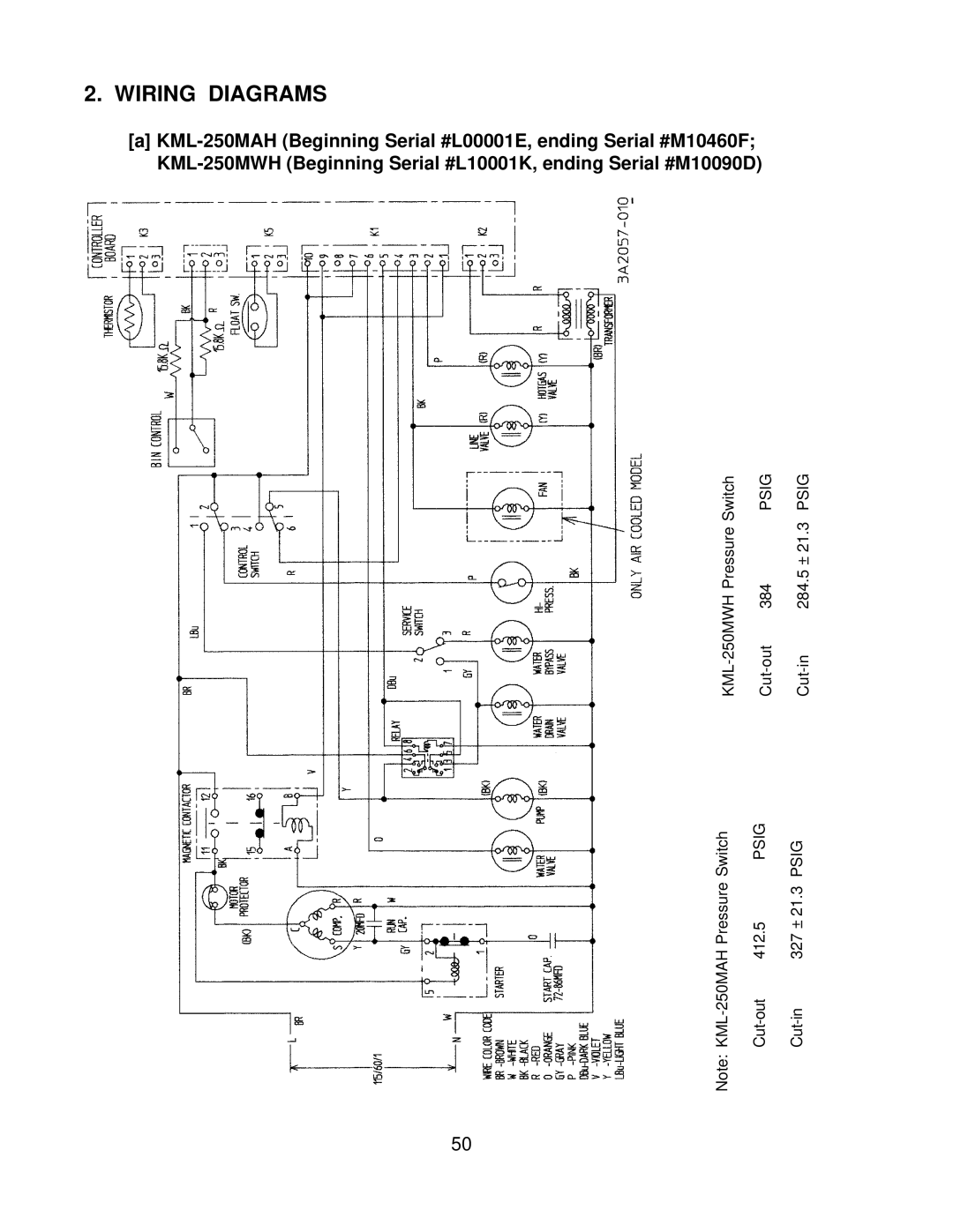 Hoshizaki KML H SERIES, KML F SERIES service manual Wiring Diagrams 