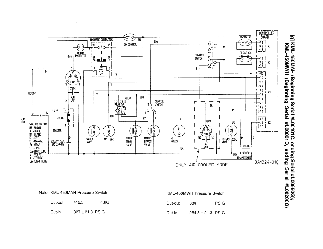 Hoshizaki KML H SERIES, KML F SERIES service manual KML-450MWH Pressure Switch 