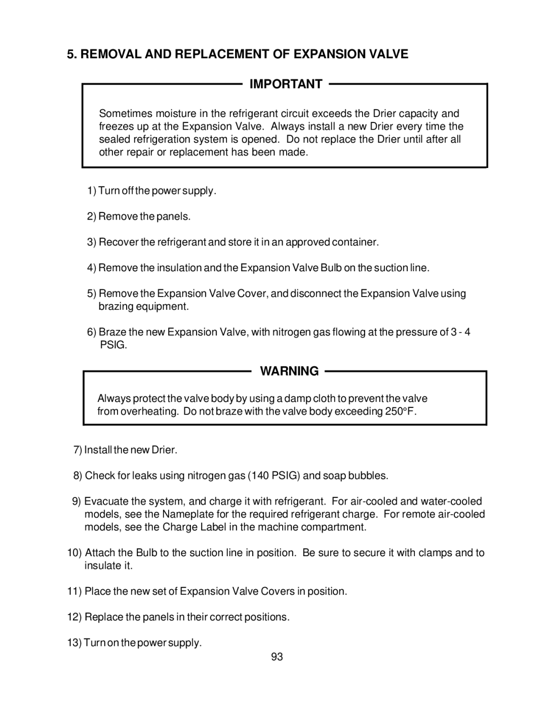 Hoshizaki KML F SERIES, KML H SERIES service manual Removal and Replacement of Expansion Valve 