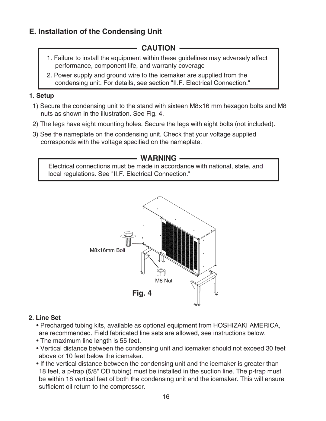 Hoshizaki KMS-1400MLH instruction manual Installation of the Condensing Unit, Line Set 