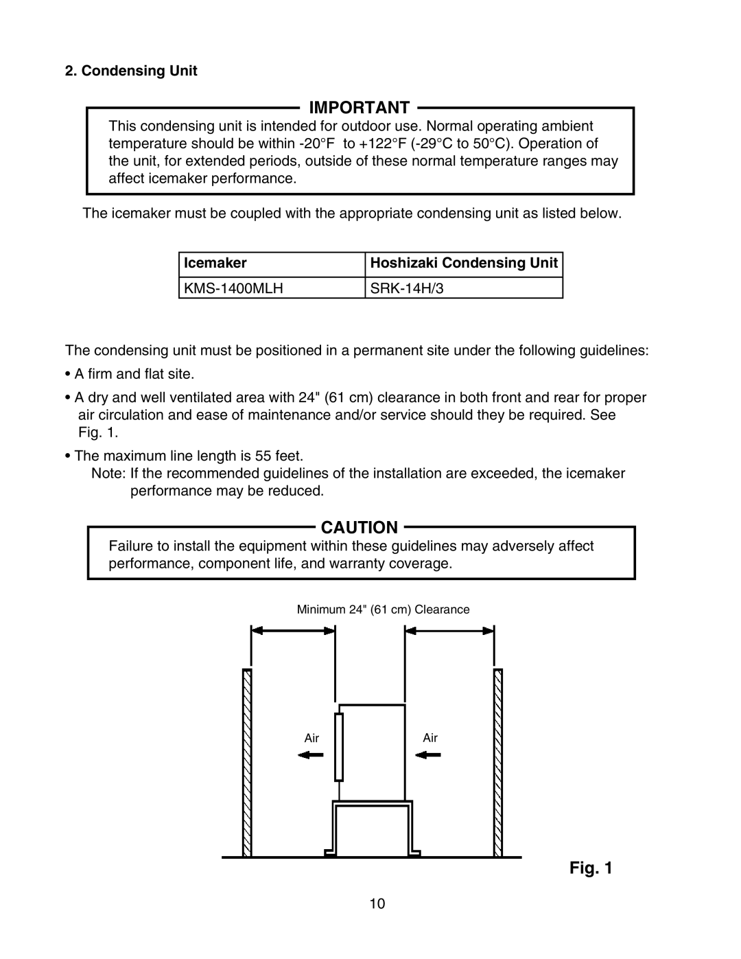 Hoshizaki KMS-1400MLH instruction manual Icemaker, Hoshizaki Condensing Unit 
