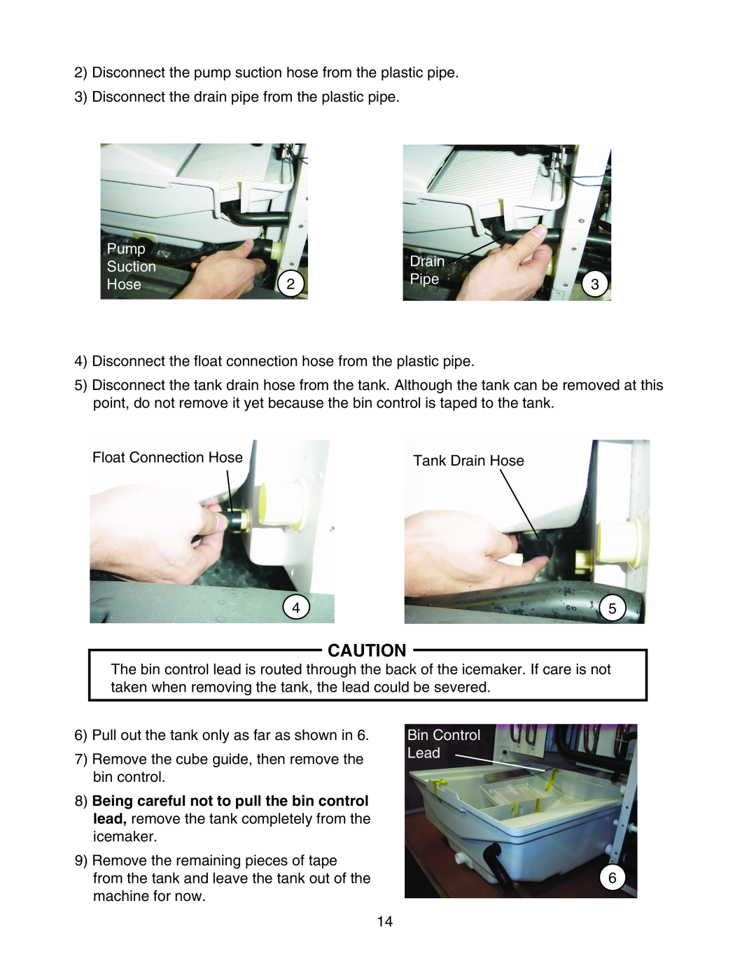 Hoshizaki KMS-1400MLH instruction manual Pump, Drain, Suction, Pipe, Hose, Bin Control Lead 