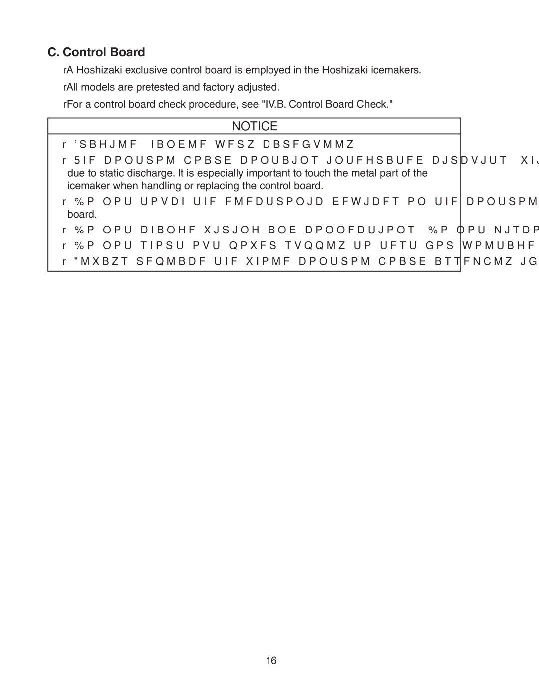 Hoshizaki KMS-1401MLJ, Condensing Unit Models SRK-14J/3 service manual Control Board 