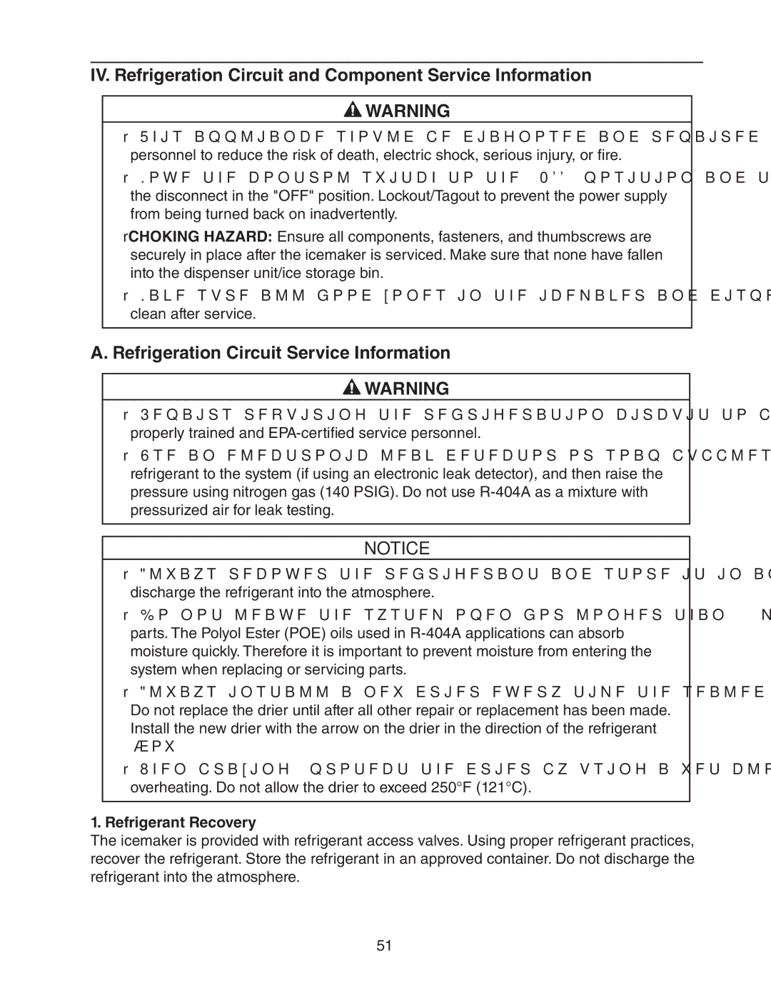 Hoshizaki MRH/3 IV. Refrigeration Circuit and Component Service Information, Refrigeration Circuit Service Information 