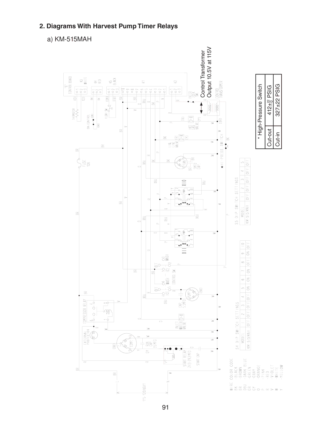 Hoshizaki MWH KM-515MAH, MRH/3, MRH KM-901MAH, MWH(-M), KM-320MAH service manual Diagrams With Harvest Pump Timer Relays 