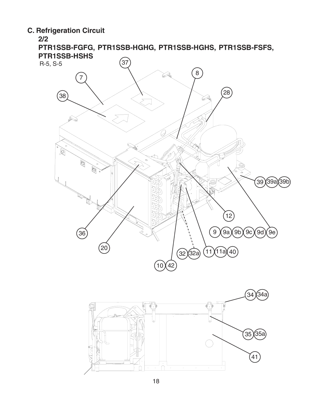 Hoshizaki PTR1SSB-HSHS manual PTR1SSB-FGFG, PTR1SSB-HGHG, PTR1SSB-HGHS, PTR1SSB-FSFS, S-5 39a 39b 32a 11a 34a 35a 