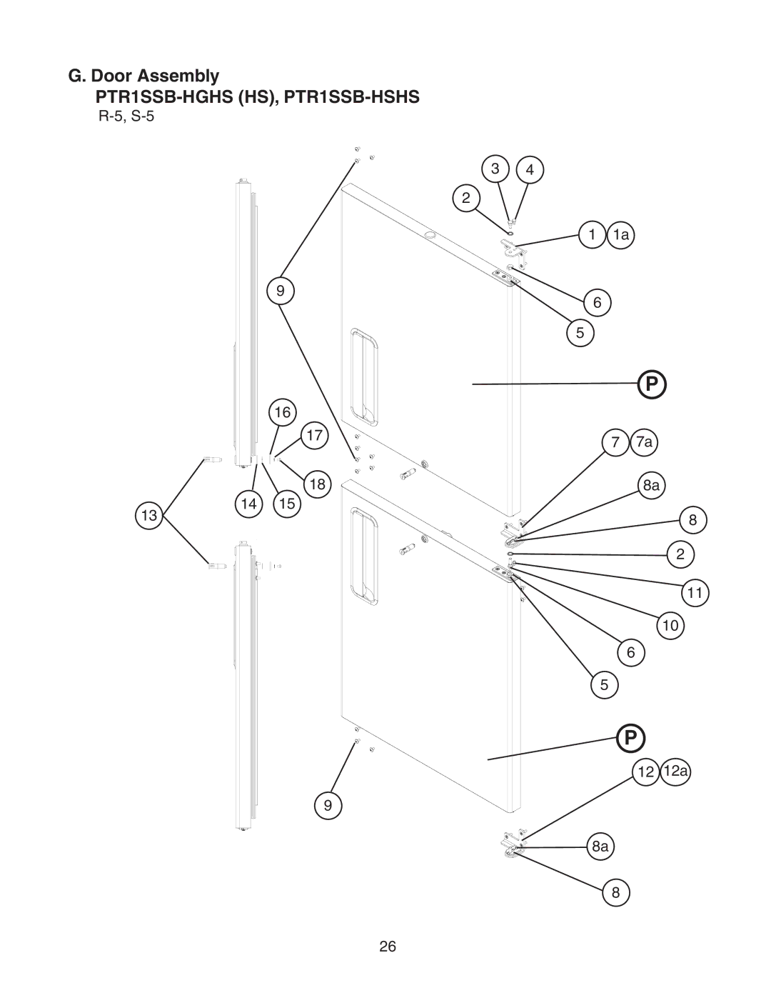 Hoshizaki PTR1SSB-FSFS, PTR1SSB-HGHG, PTR1SSB-FGFG manual PTR1SSB-HGHS HS, PTR1SSB-HSHS, S-5 12 12a 