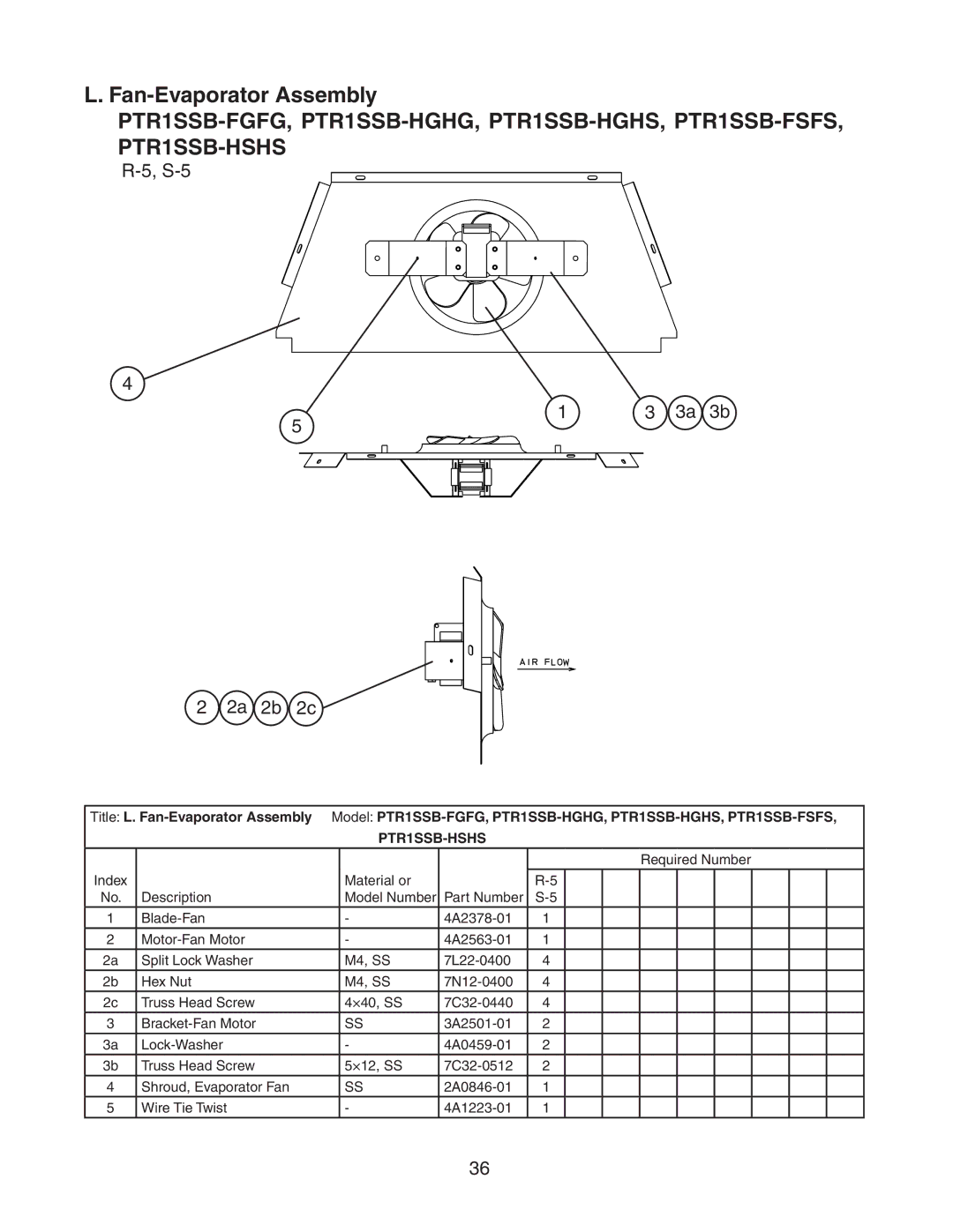 Hoshizaki PTR1SSB-FSFS, PTR1SSB-HGHG, PTR1SSB-HSHS, PTR1SSB-HGHS, PTR1SSB-FGFG manual S-5 2a 2b 2c 