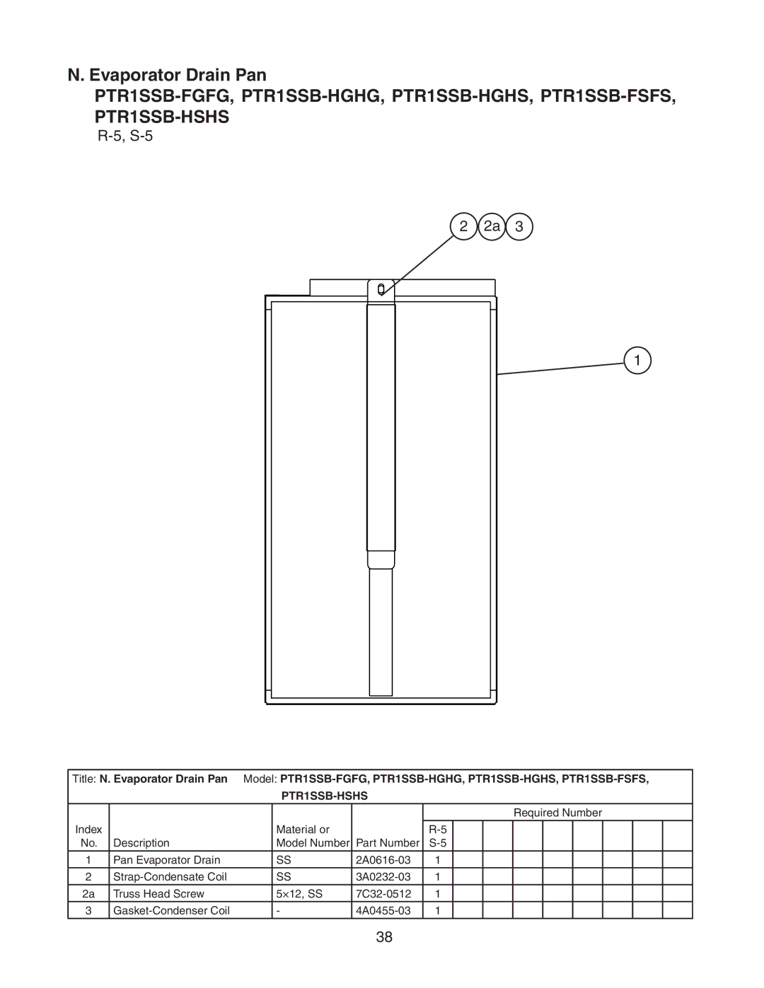 Hoshizaki PTR1SSB-HGHS, PTR1SSB-HGHG, PTR1SSB-FSFS, PTR1SSB-HSHS, PTR1SSB-FGFG manual Evaporator Drain Pan 