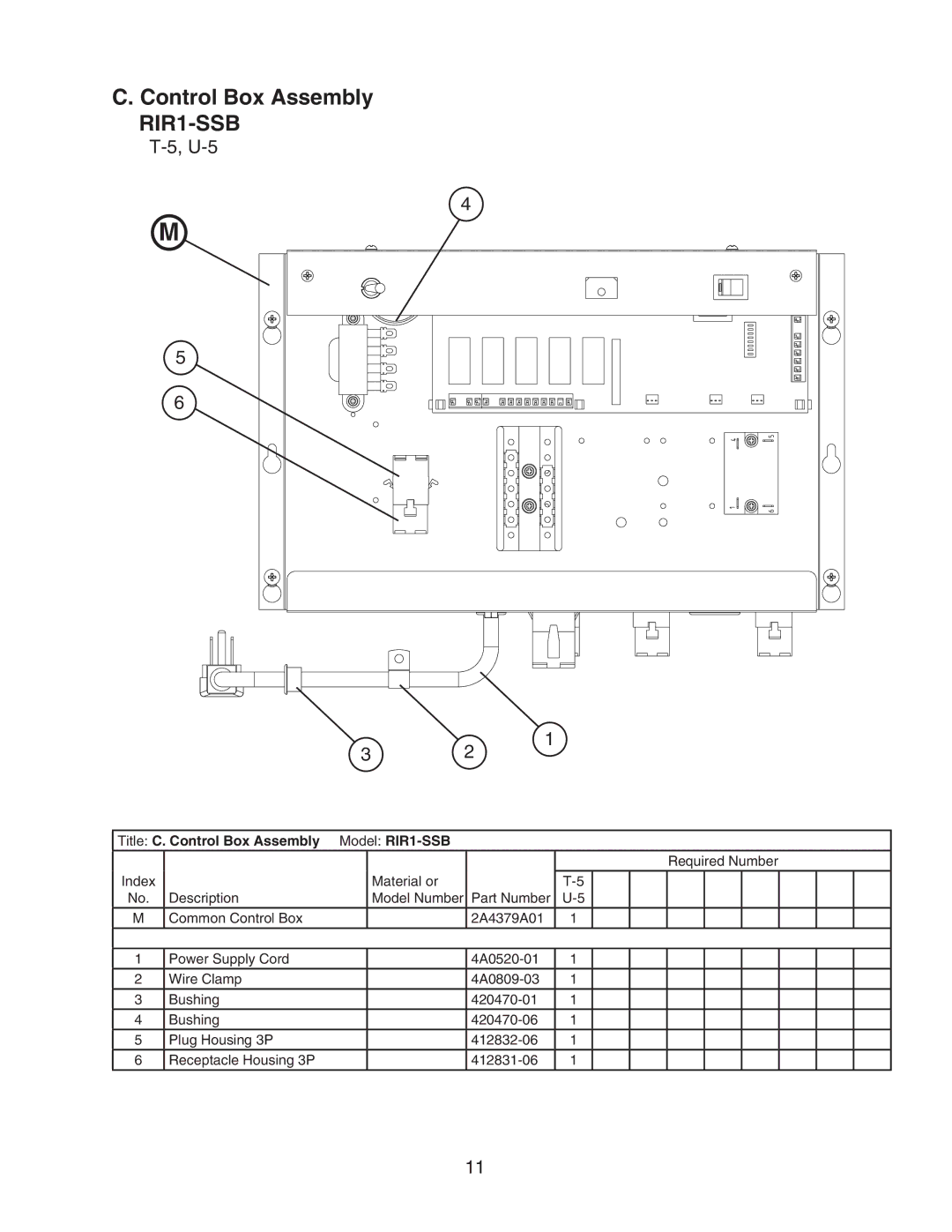 Hoshizaki manual Title C. Control Box Assembly Model RIR1-SSB 