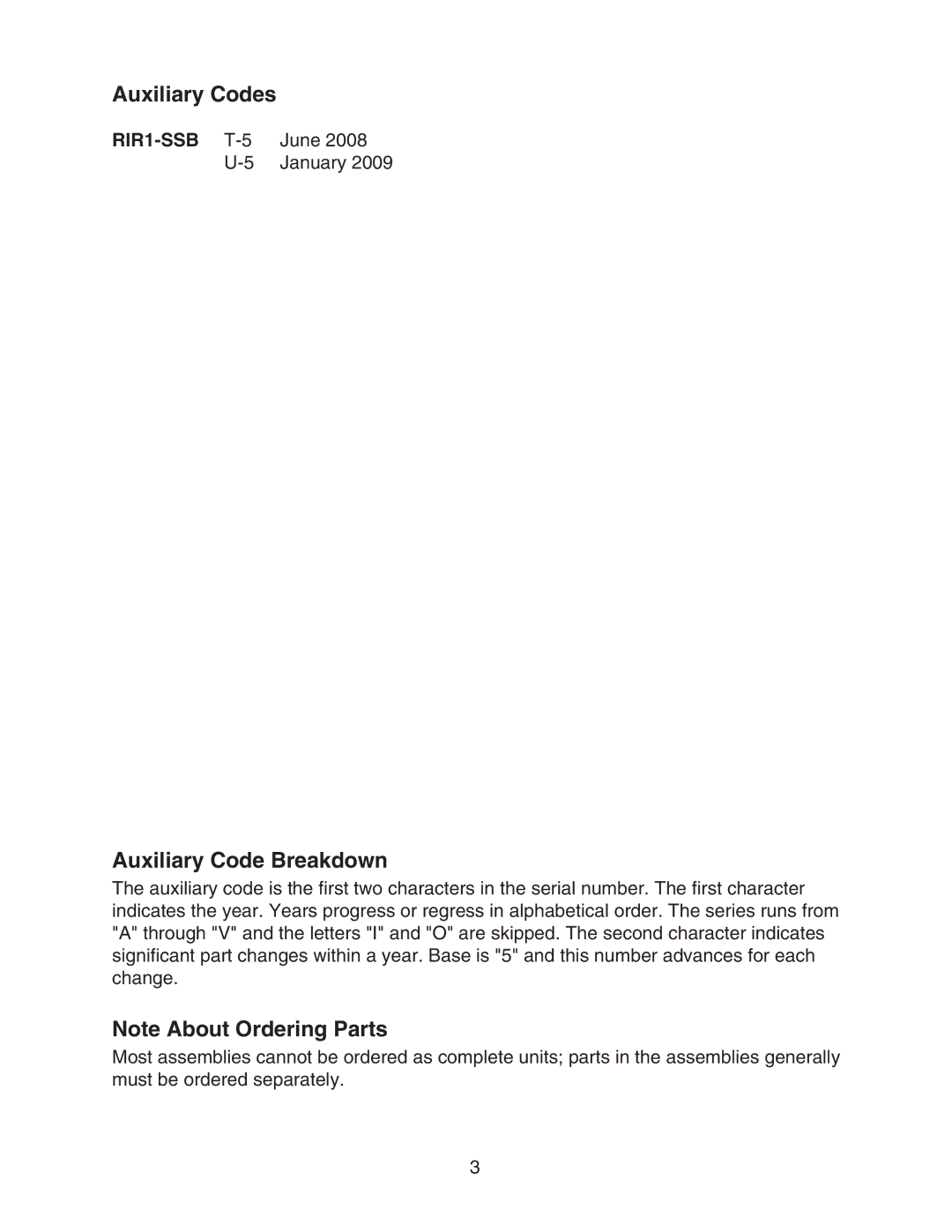 Hoshizaki RIR1-SSB manual Auxiliary Codes, Auxiliary Code Breakdown, June, January 