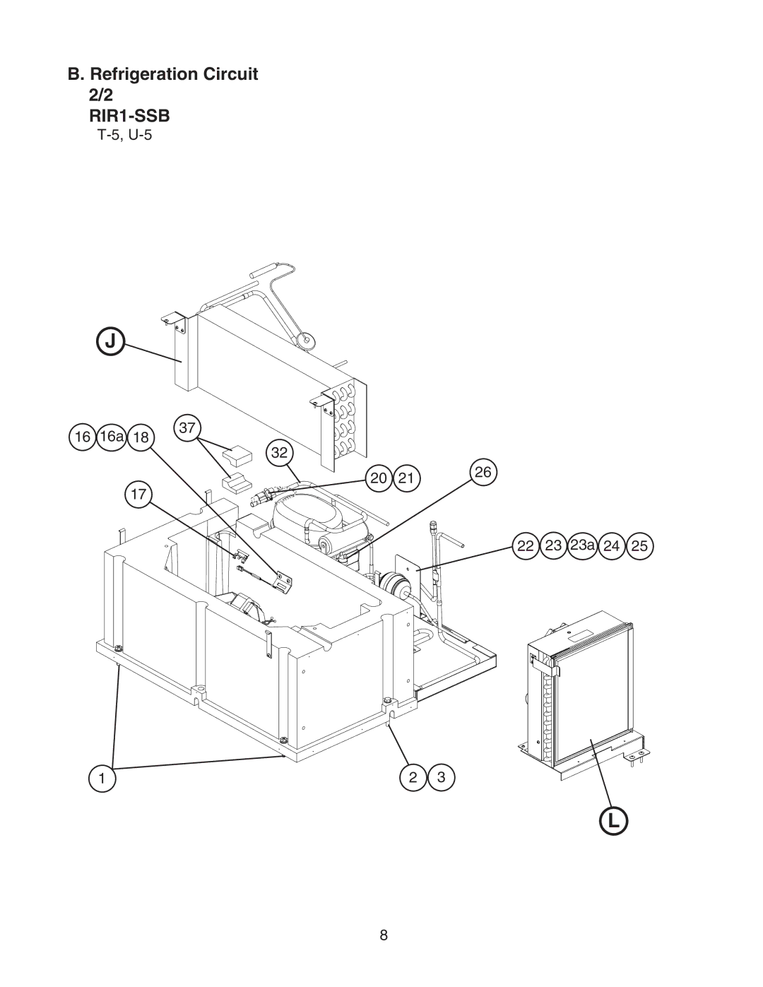 Hoshizaki RIR1-SSB manual Refrigeration Circuit 2/2, U-5 16a 22 23 23a 24 