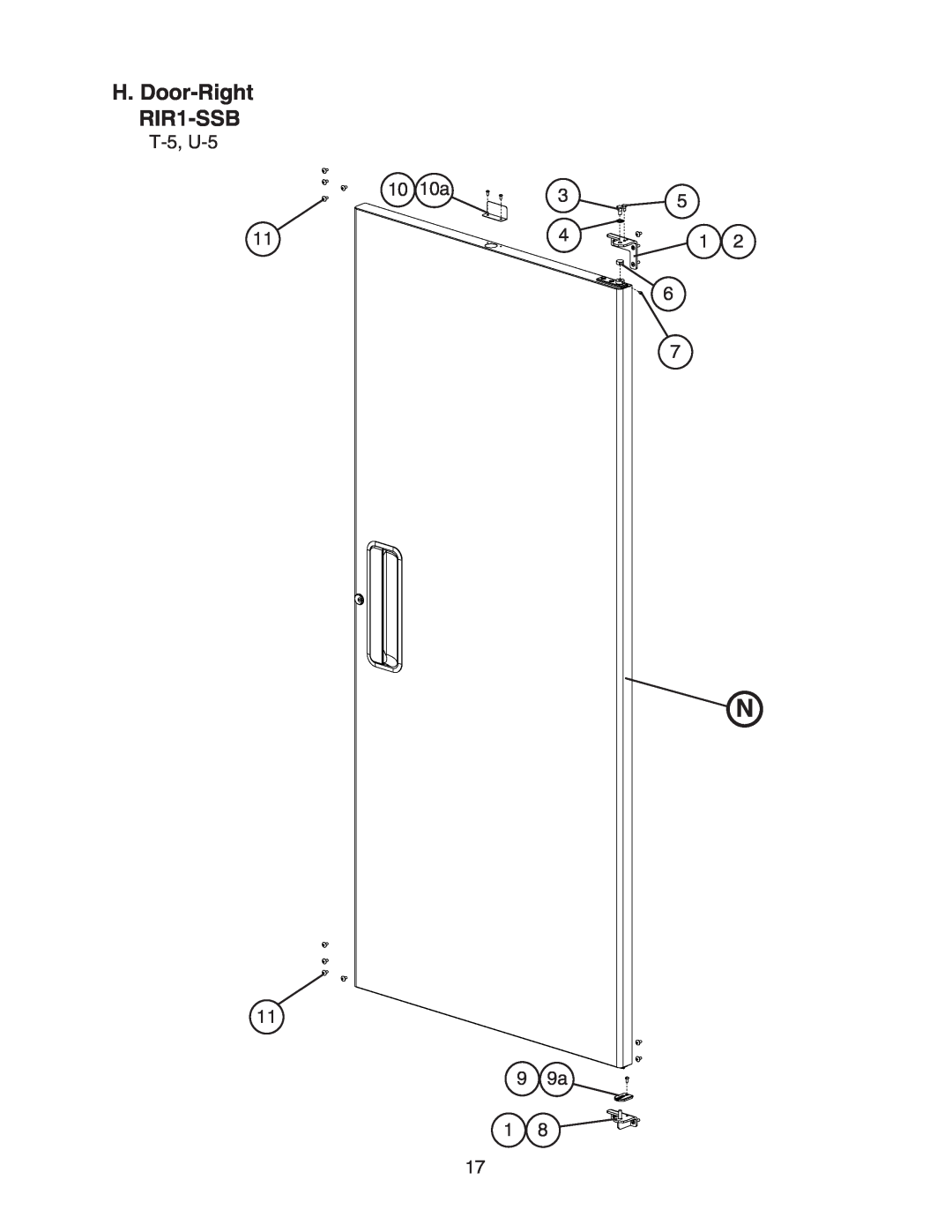 Hoshizaki manual H. Door-Right RIR1-SSB 