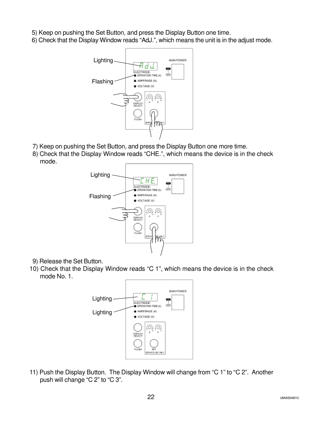 Hoshizaki ROX-20TA-U service manual Lighting Flashing 