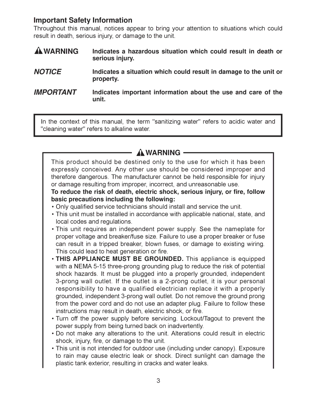 Hoshizaki ROX-20TB2-U service manual Serious injury, Property, Indicates important information about the use and care, Unit 