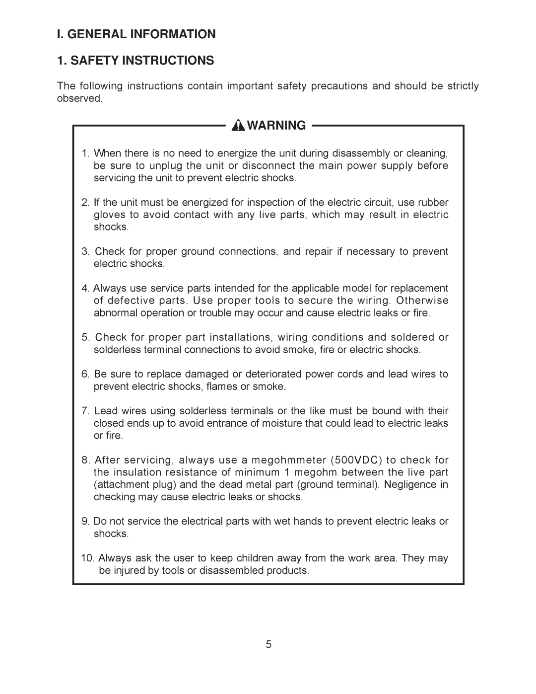 Hoshizaki ROX-20TB2-U service manual General Information Safety Instructions 