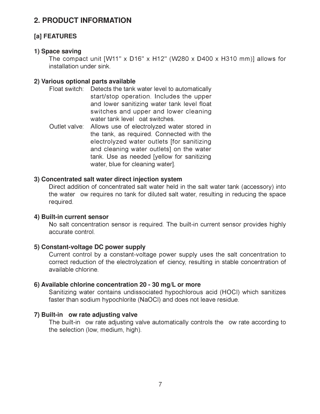 Hoshizaki ROX-20TB2-U service manual Product Information 