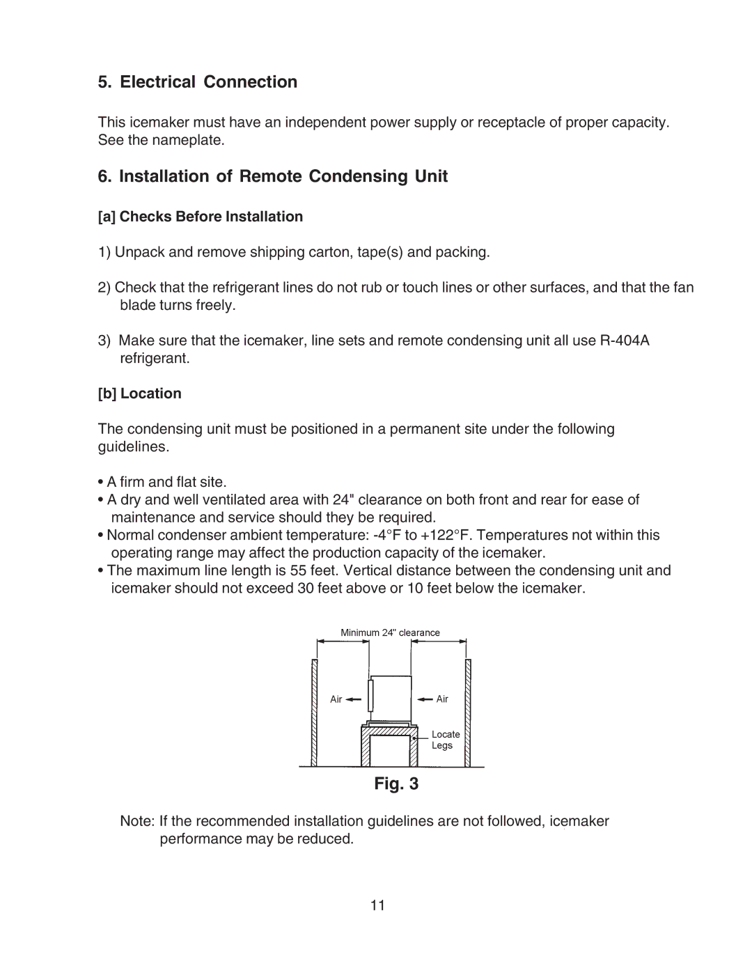 Hoshizaki SRC-10H Electrical Connection, Installation of Remote Condensing Unit, Checks Before Installation, Location 