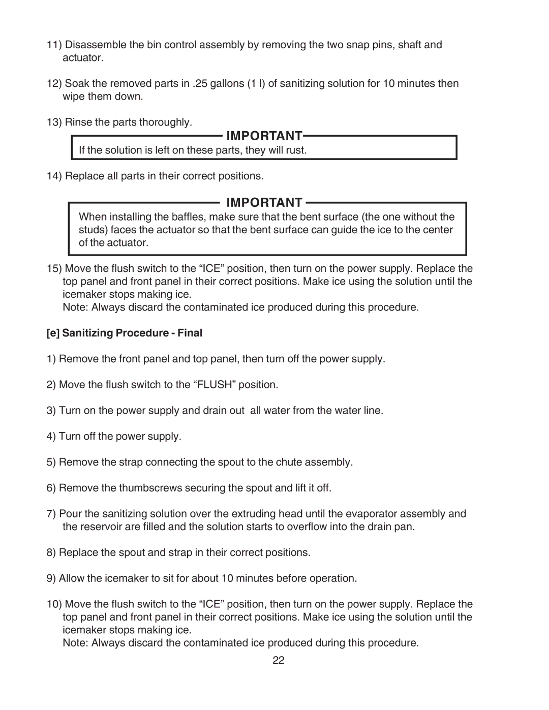 Hoshizaki SRC-10H instruction manual Sanitizing Procedure Final 