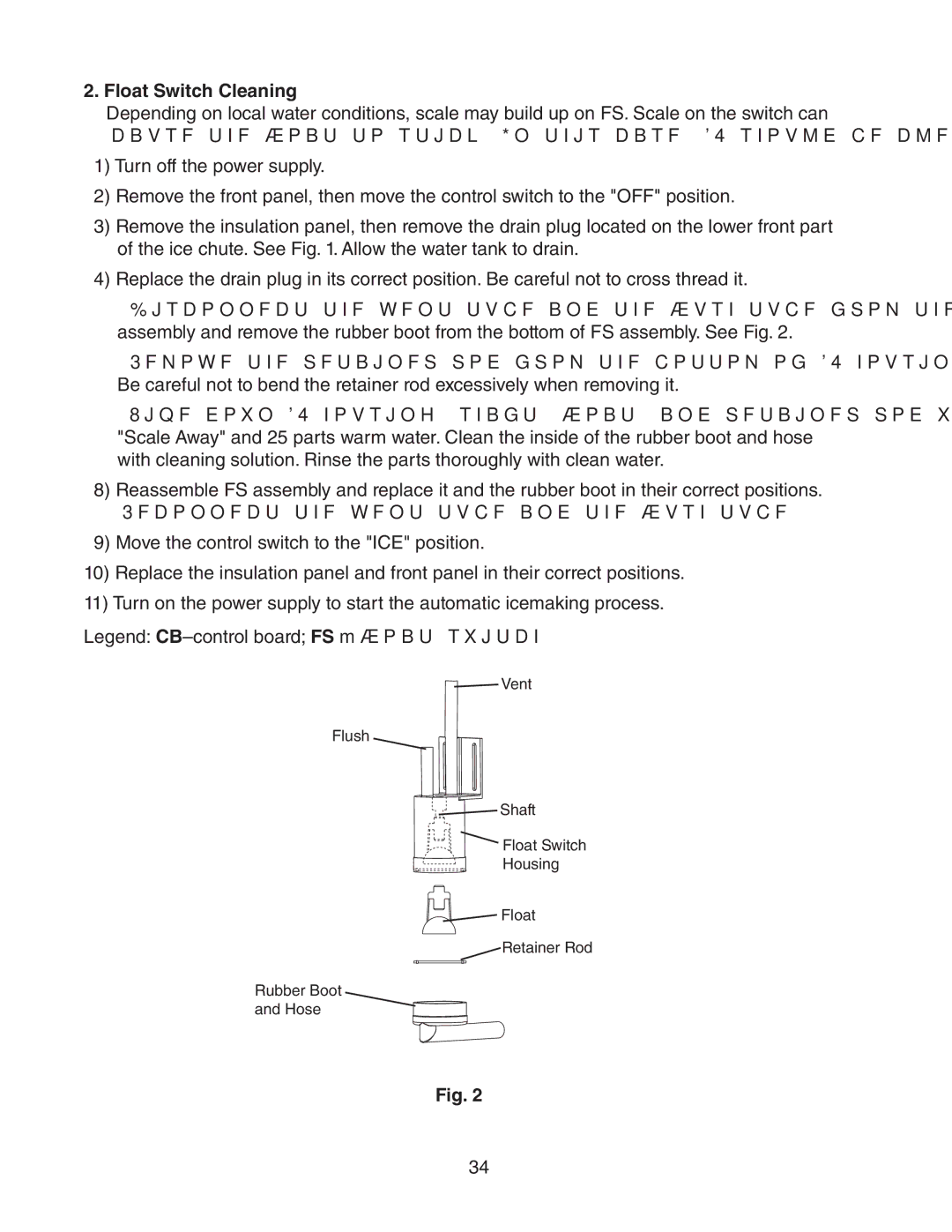 Hoshizaki SRH3 KM-2500SWH3, SRH/3 KM-2100SWH3, SRH/3 KM-1400SWH-M, SWH3-M KM-1601SAH/3, KM-1301SAH/3 Float Switch Cleaning 