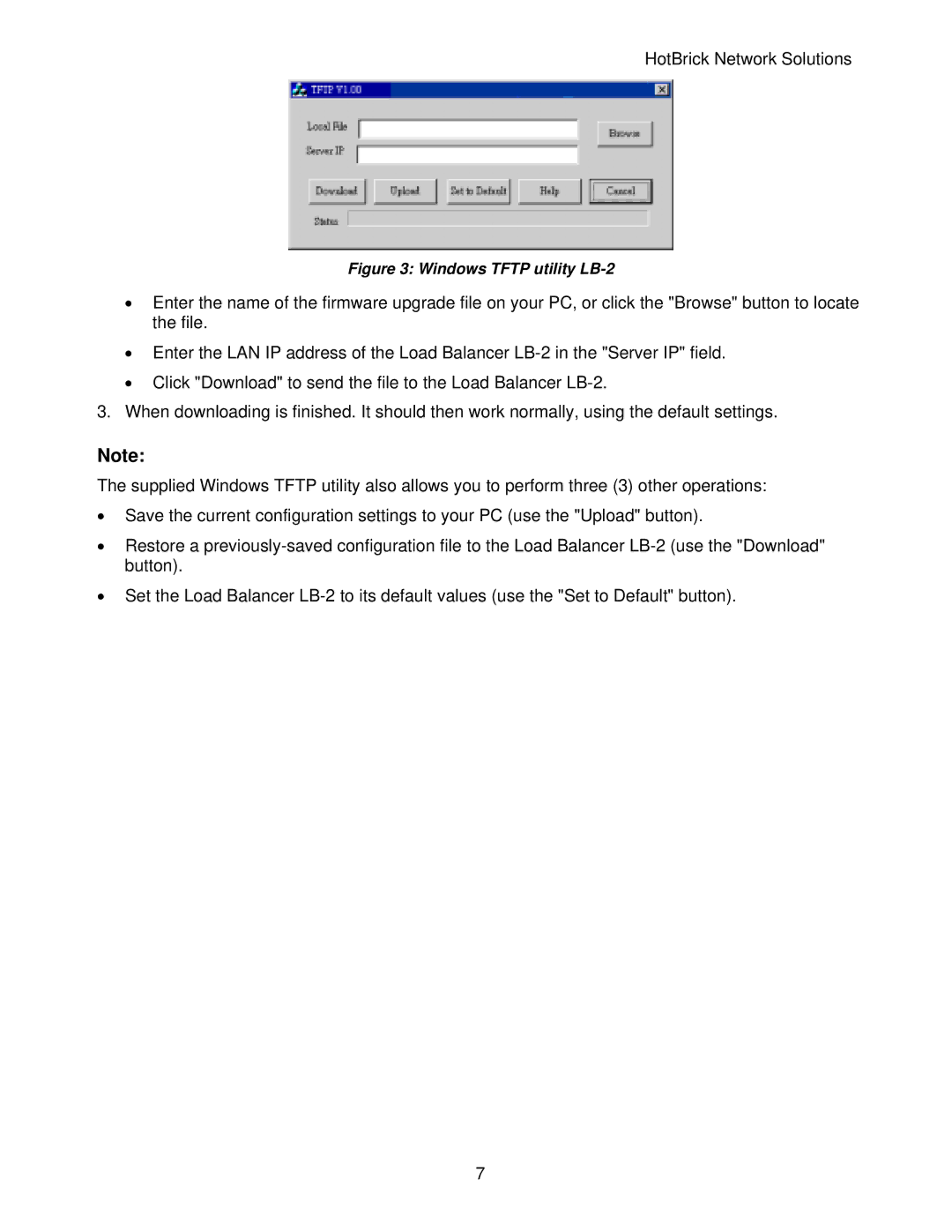 HotBrick manual Windows Tftp utility LB-2 