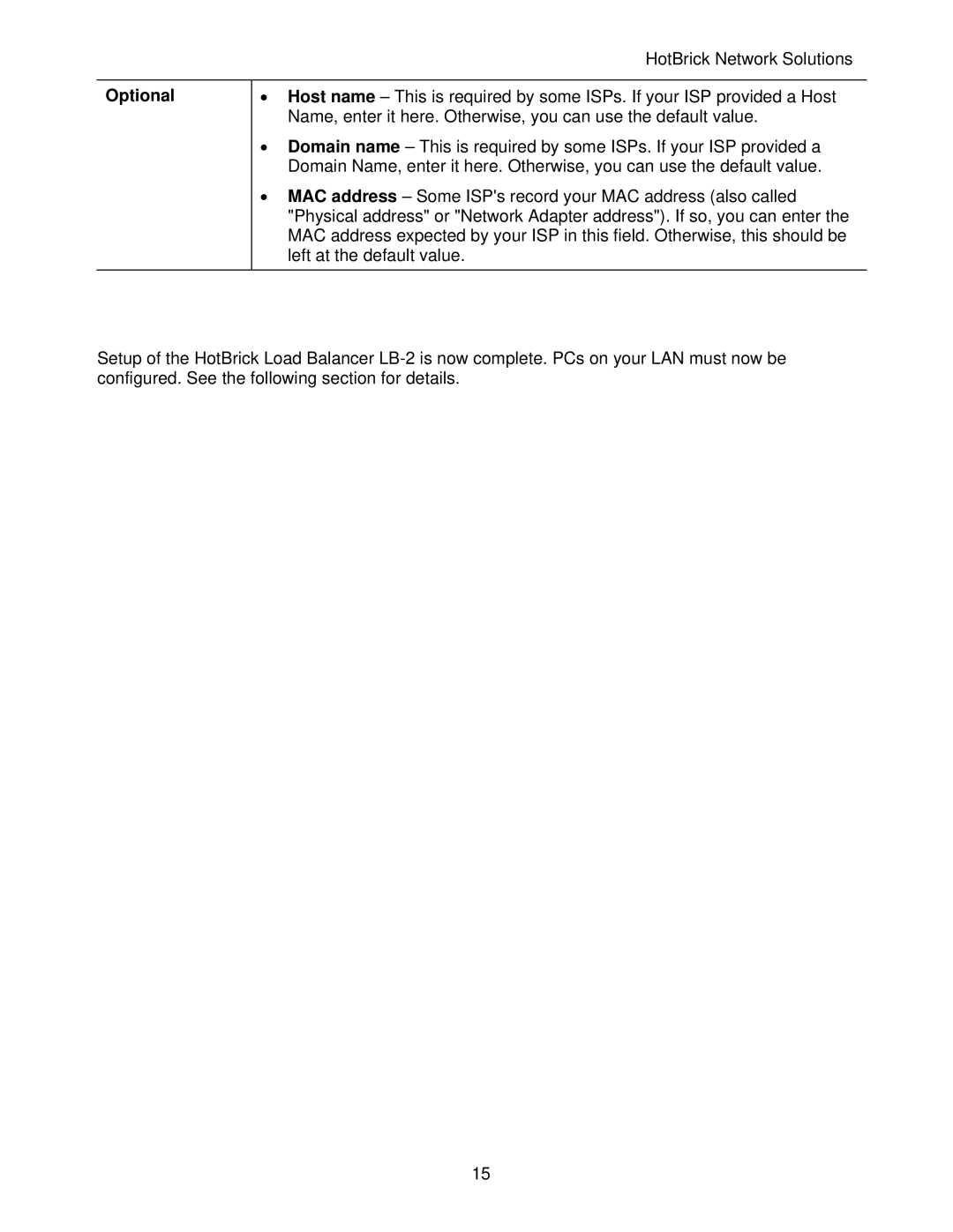 HotBrick LB-2 manual Optional 