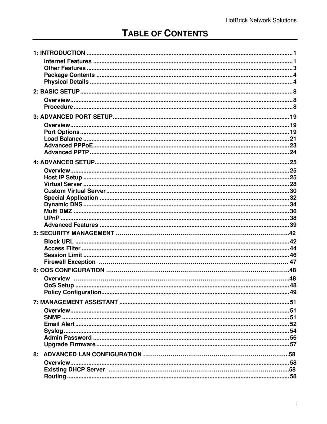 HotBrick LB-2 manual Table of Contents 