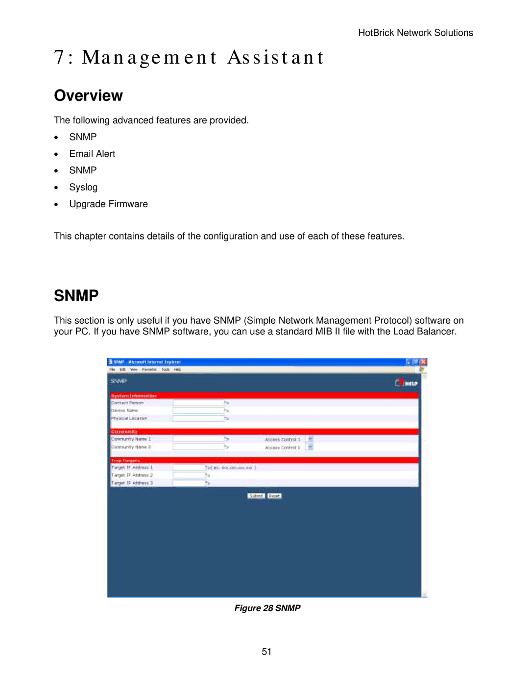 HotBrick LB-2 manual Management Assistant, Snmp 