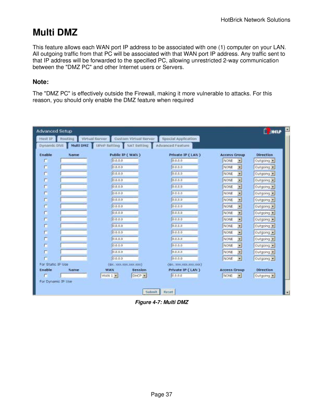 HotBrick VPN 800/2 manual Multi DMZ 