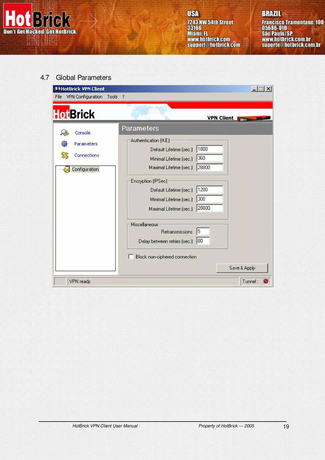 HotBrick VPN Client user manual Global Parameters 