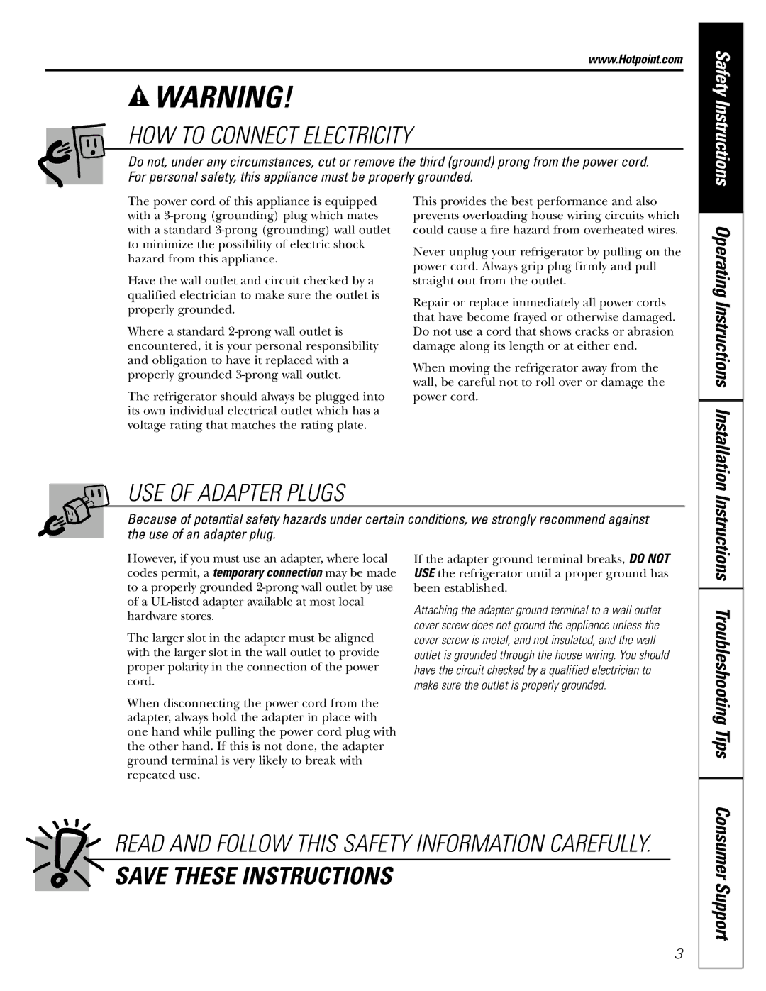 Hotpoint 16, 15, 18, 17 installation instructions HOW to Connect Electricity 