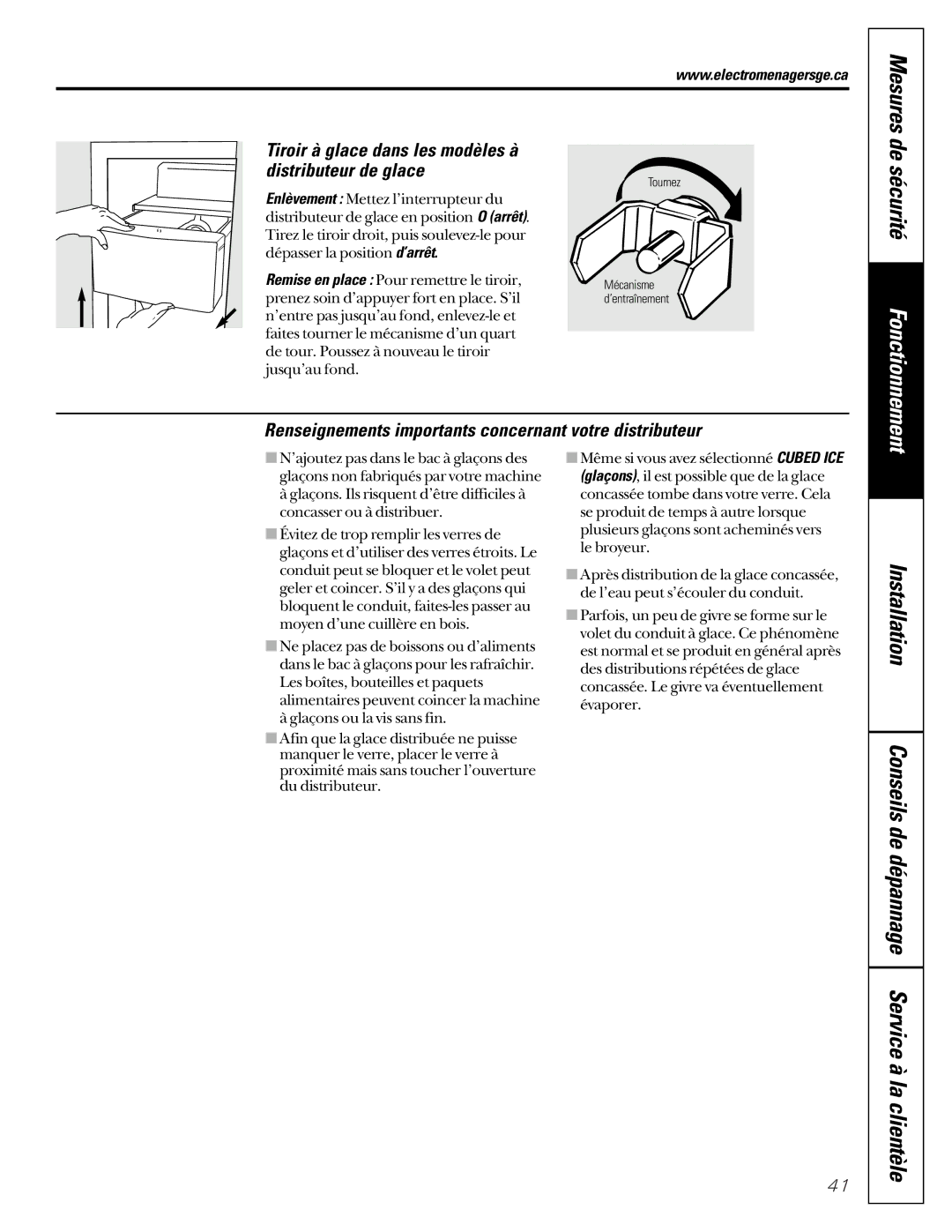 Hotpoint 162D6746P002 manuel dutilisation Mesures, Renseignements importants concernant votre distributeur 