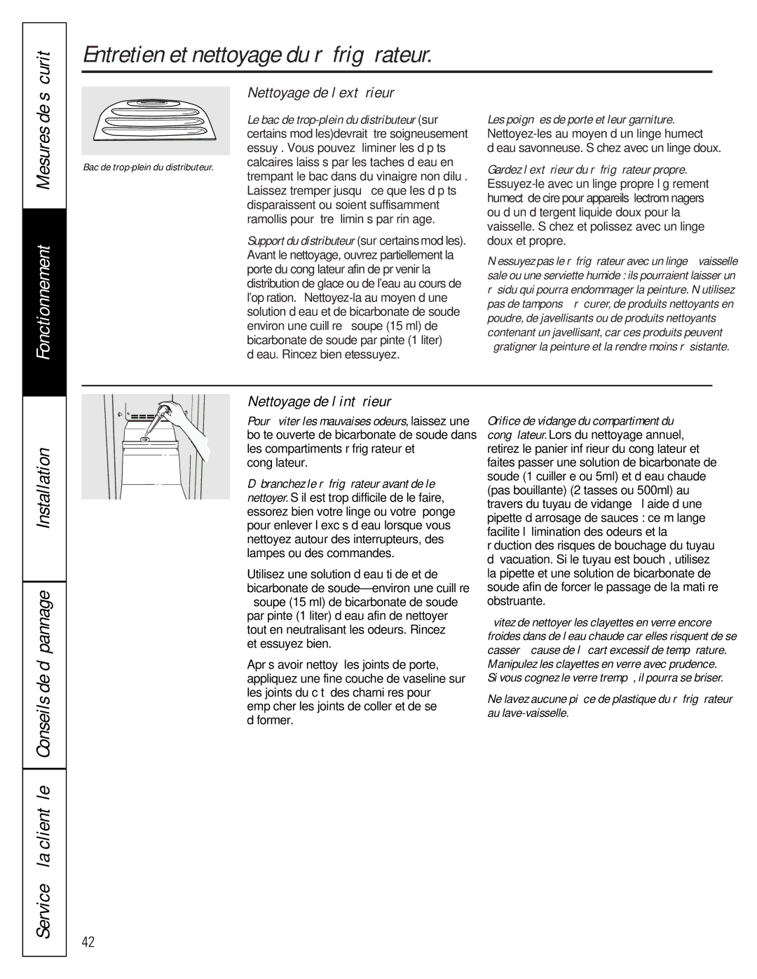 Hotpoint 162D6746P002 manuel dutilisation Entretien et nettoyage du réfrigérateur, Mesures de, Nettoyage de l’extérieur 