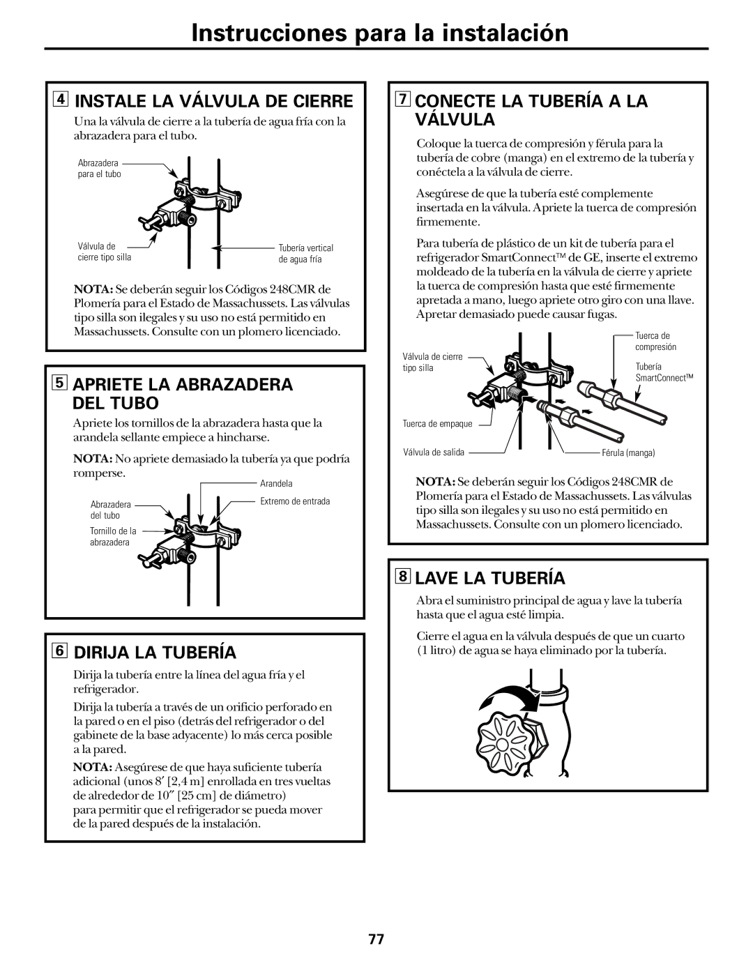 Hotpoint 162D6746P002 Instale LA Válvula DE Cierre, Apriete LA Abrazadera DEL Tubo, Dirija LA Tubería, Lave LA Tubería 