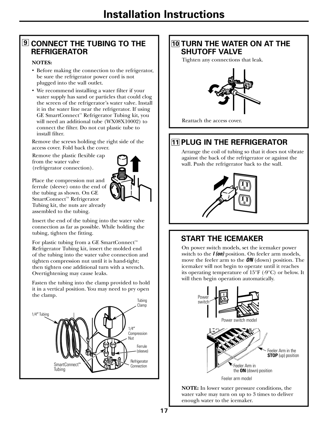 Hotpoint 19 Connect the Tubing to the Refrigerator, Turn the Water on AT the Shutoff Valve, Plug in the Refrigerator 