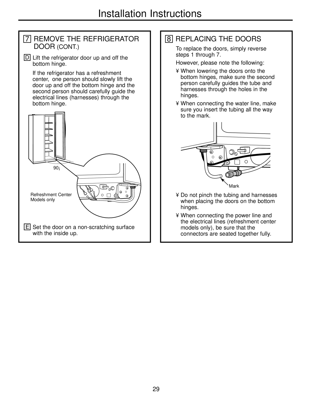 Hotpoint 23 operating instructions Replacing the Doors, However, please note the following 